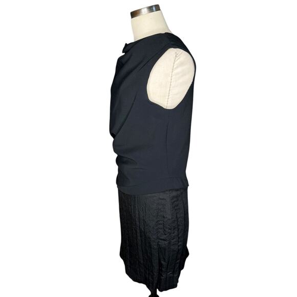 HELMUT LANG Black Asymmetric Sheath Mini Dress Women's Size 6 Classic LBD Basics - Picture 2 of 7